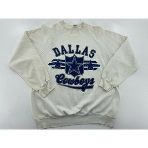 VTG 90s Dallas Cowboys NFL Logo Crewneck Sweatshirt Women's XL X-Large White